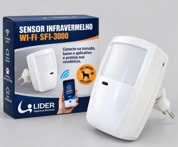 4994917880465919136 Sensor de Alarme Infravermelho SPI9000 Wi-Fi com Aviso no Celular – LIDER